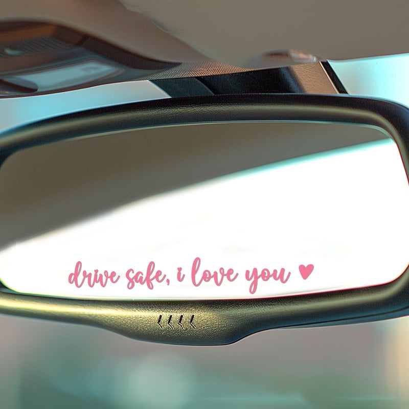 Hangwoous 3X Pink Drive Safe I Love You Sticker for Car Mirror - I Love You Drive Safe Mirror Sticker - Car Window Decals - New Driver Gifts for Men, Women - Cars Accessories - Image 1